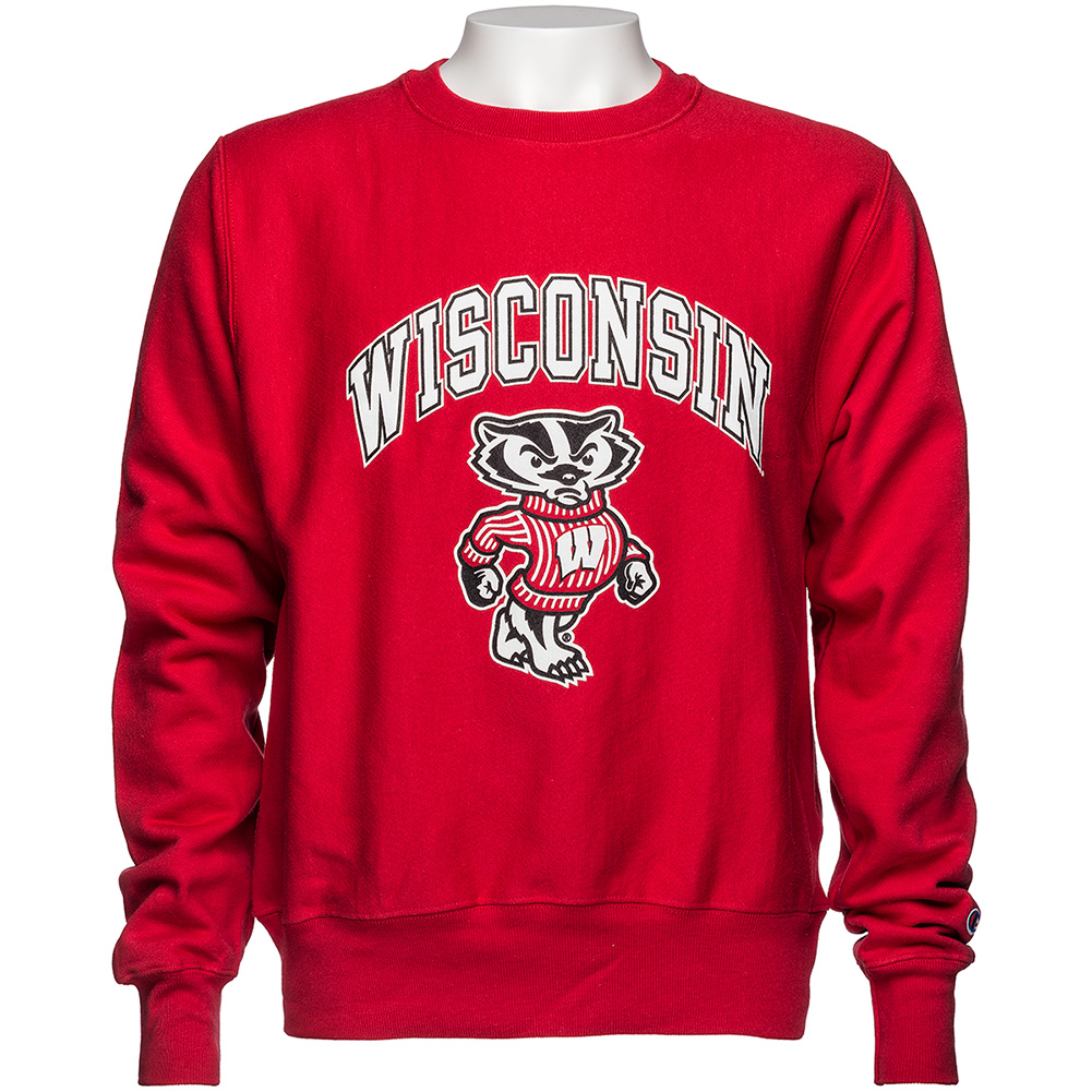 Champion Reverse Weave Wisconsin Crew Neck (Red) | University Book Store