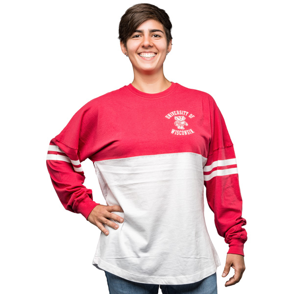 League Women's Ra Ra Long Sleeve T-Shirt (White/Red) | University Book