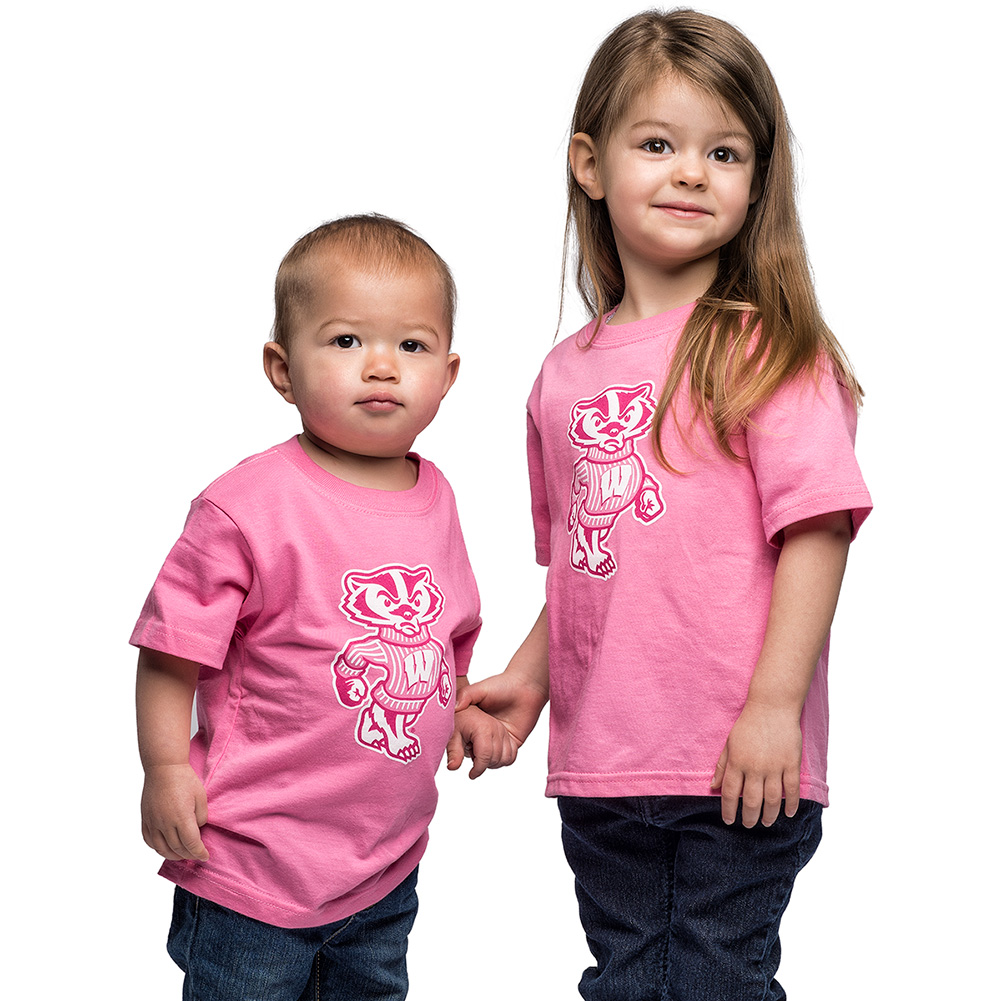 College Kids Bucky Badger Toddler T-Shirt (Pink) | University Book Store