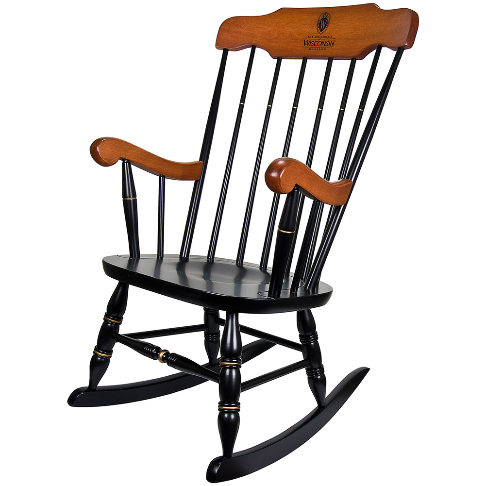 Standard Chair Alumni Rocker Laser University Book Standard Chair Black Rocker With Cherry Crown And Arms